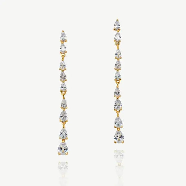 BOUCLES D’OREILLES LONGUES PENDANTES EN CRISTAL RHODIÉ PARIS Ivory and co