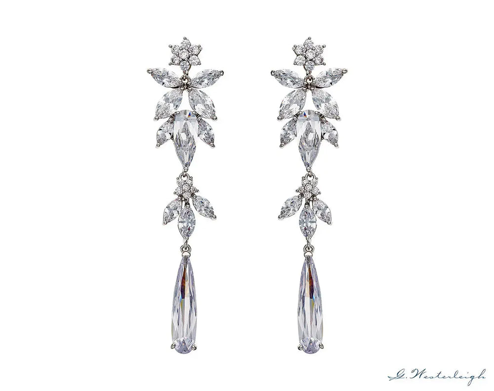 BOUCLES D’OREILLES LONGUES PENDANTES MARIÉE ZIRCONIUM ÉLÉGANTES – EO8573 Mas Accessoires