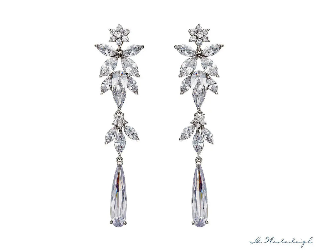 BOUCLES D’OREILLES LONGUES PENDANTES MARIÉE ZIRCONIUM ÉLÉGANTES – EO8573 Mas Accessoires