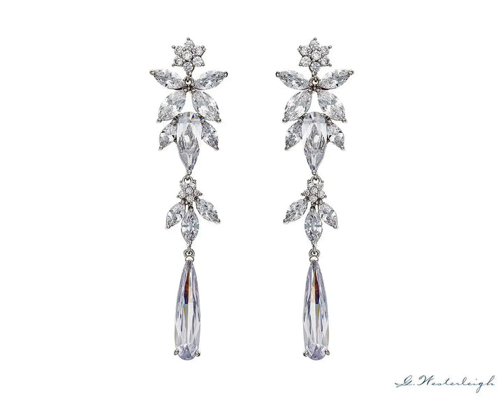 BOUCLES D’OREILLES LONGUES PENDANTES MARIÉE ZIRCONIUM ÉLÉGANTES – EO8573 Mas Accessoires