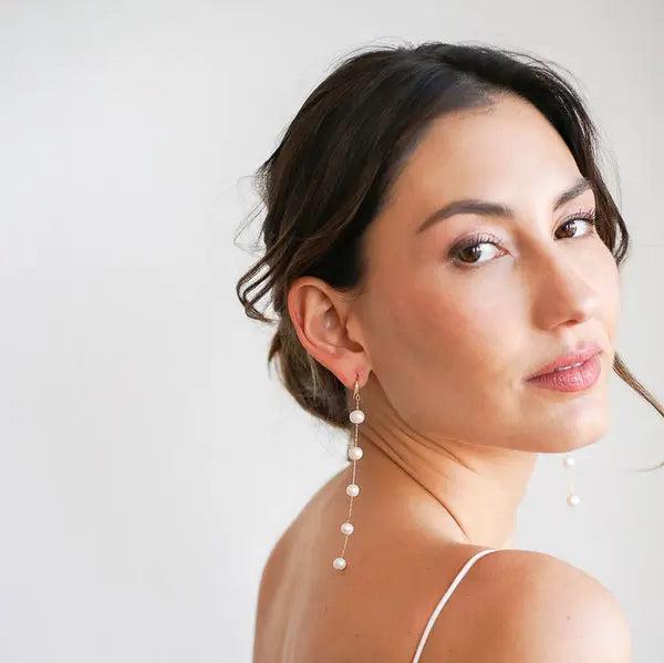 Boucles D'oreilles Fantaisie Ivoire Et Turquoise Pour Mariée/soirée - Perles En Verre - Neuf Avec étiquettes