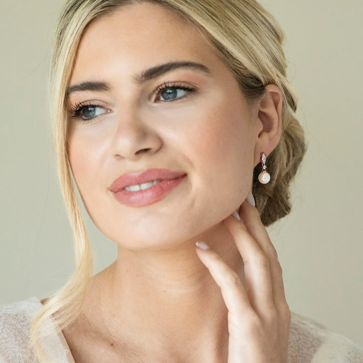 BOUCLES D’OREILLES MARIAGE DUBLIN – PERLE & ZIRCONIA AAA Ivory and co