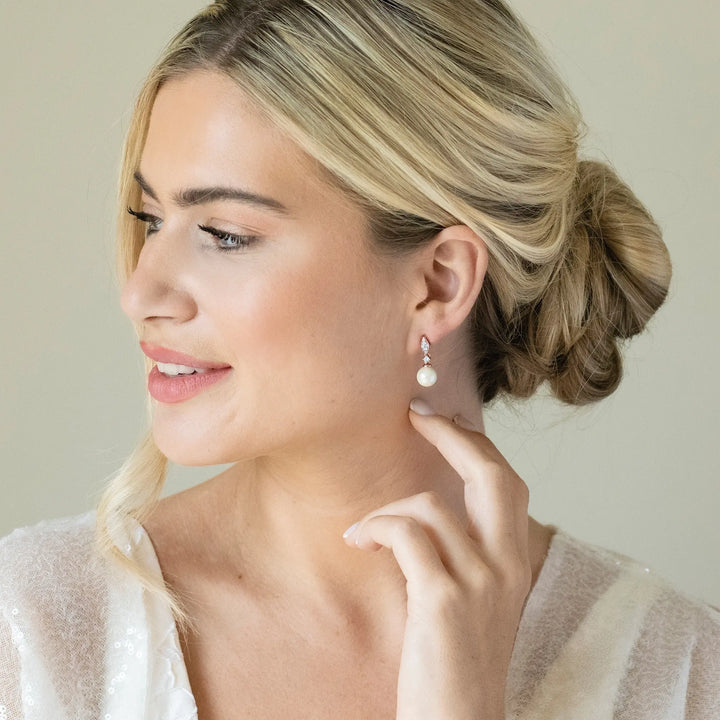BOUCLES D’OREILLES MARIAGE DUBLIN – PERLE & ZIRCONIA AAA Ivory and co