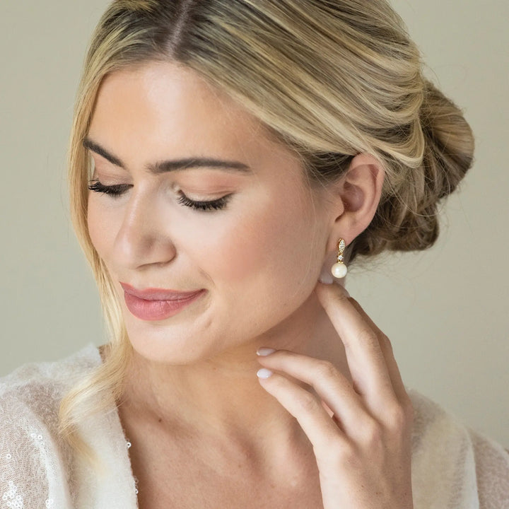 BOUCLES D’OREILLES MARIAGE DUBLIN – PERLE & ZIRCONIA AAA Ivory and co