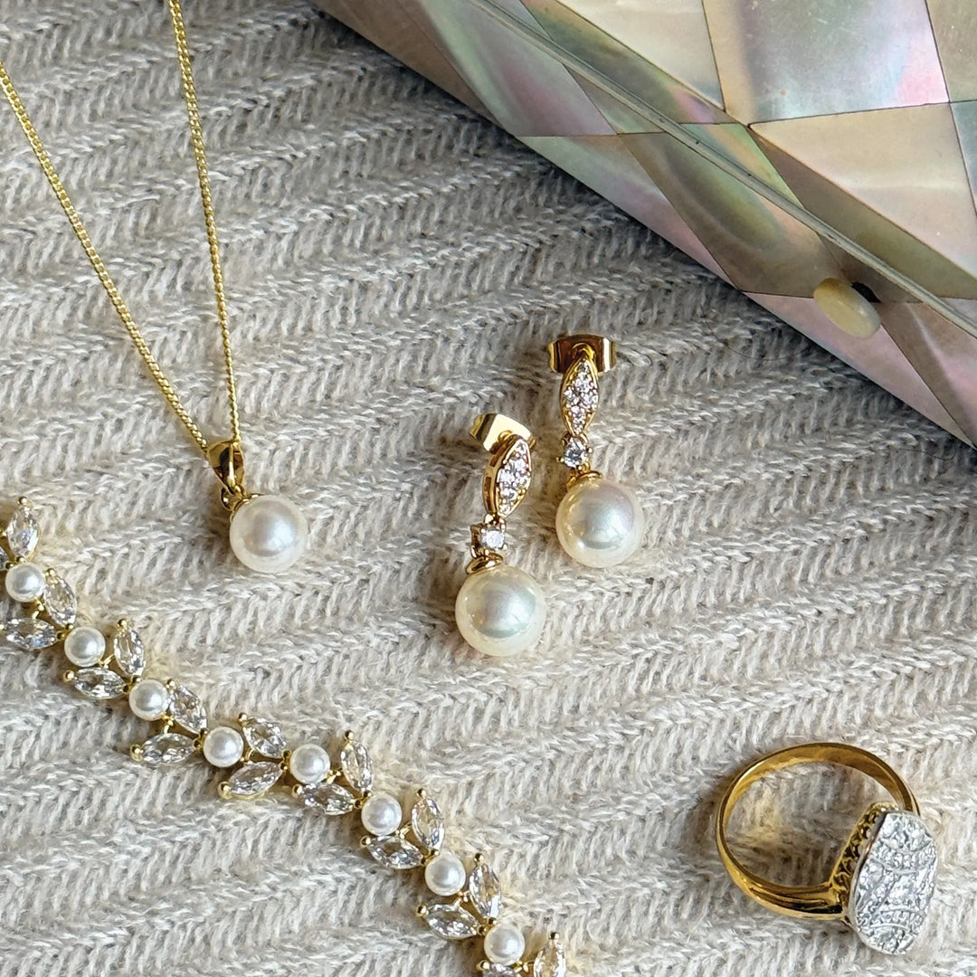 BOUCLES D’OREILLES MARIAGE DUBLIN – PERLE & ZIRCONIA AAA Ivory and co