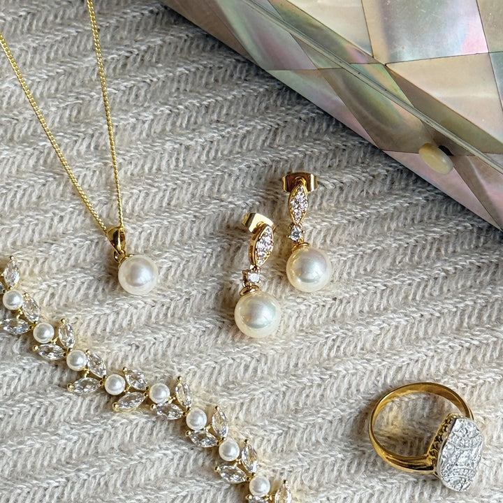 BOUCLES D’OREILLES MARIAGE DUBLIN – PERLE & ZIRCONIA AAA Ivory and co