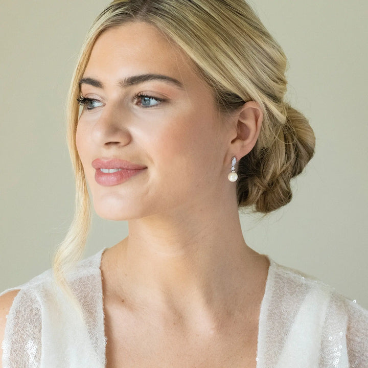 BOUCLES D’OREILLES MARIAGE DUBLIN – PERLE & ZIRCONIA AAA Ivory and co