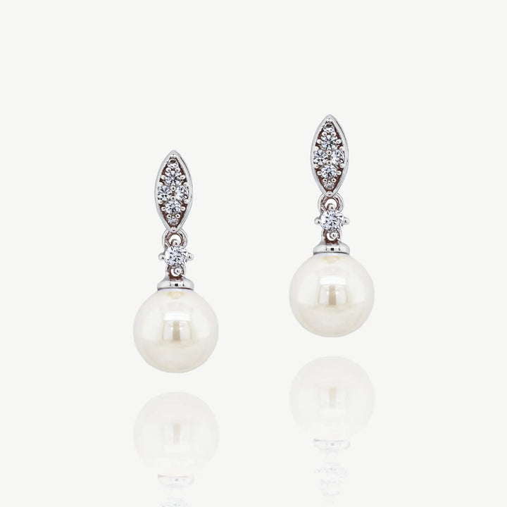 BOUCLES D’OREILLES MARIAGE DUBLIN – PERLE & ZIRCONIA AAA Ivory and co