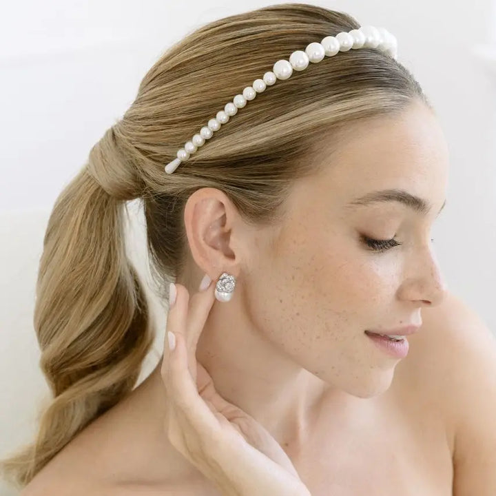 BOUCLES D’OREILLES MARIAGE FLEUR ZIRCONE & PERLE – PLAQUÉ RHODIUM ER191 G.Westerleigh