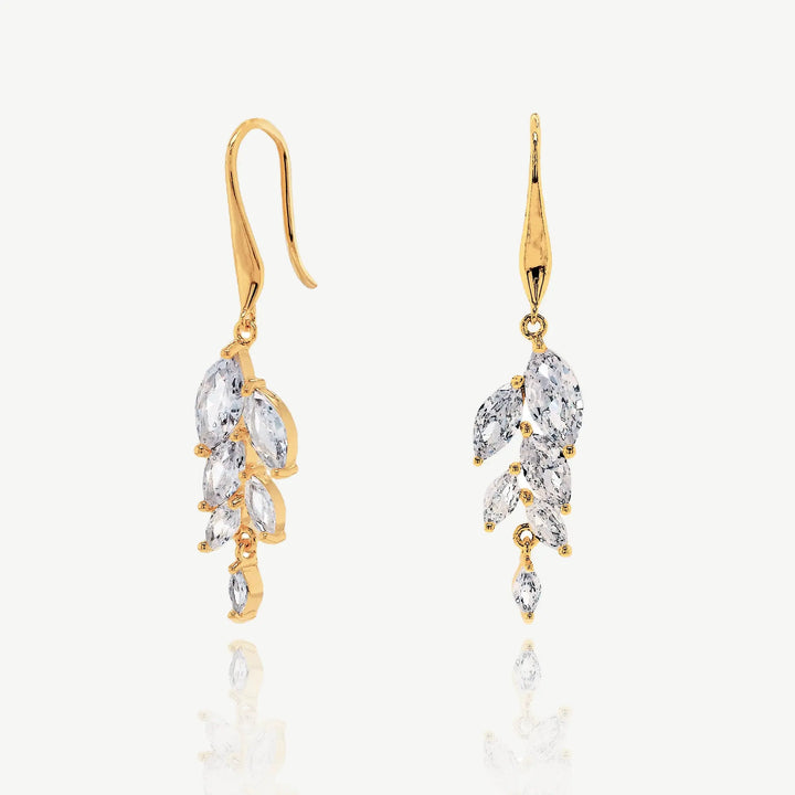 BOUCLES D’OREILLES MARIAGE KESWICK – CRISTAUX FEUILLAGE ZIRCONS AAA Ivory and co