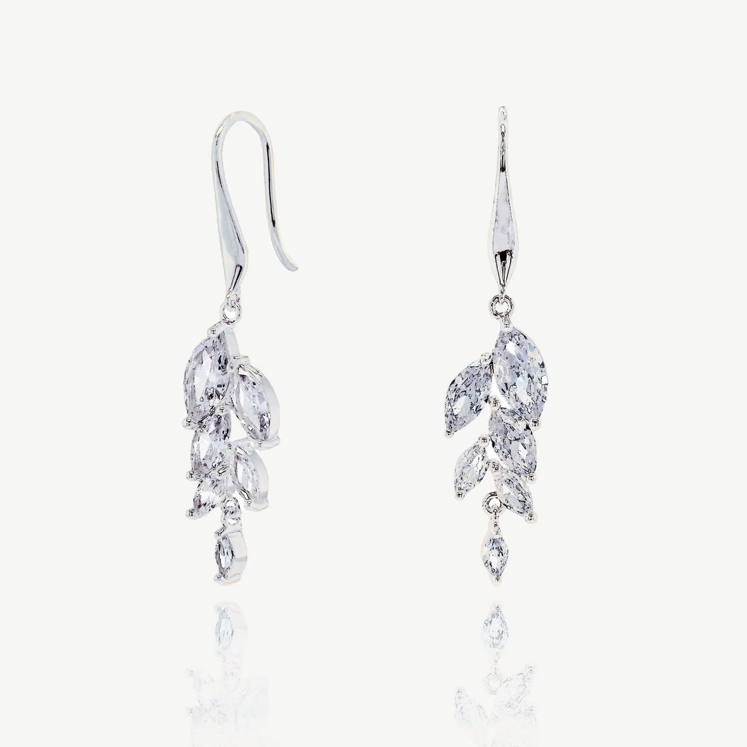 BOUCLES D’OREILLES MARIAGE KESWICK – CRISTAUX FEUILLAGE ZIRCONS AAA Ivory and co
