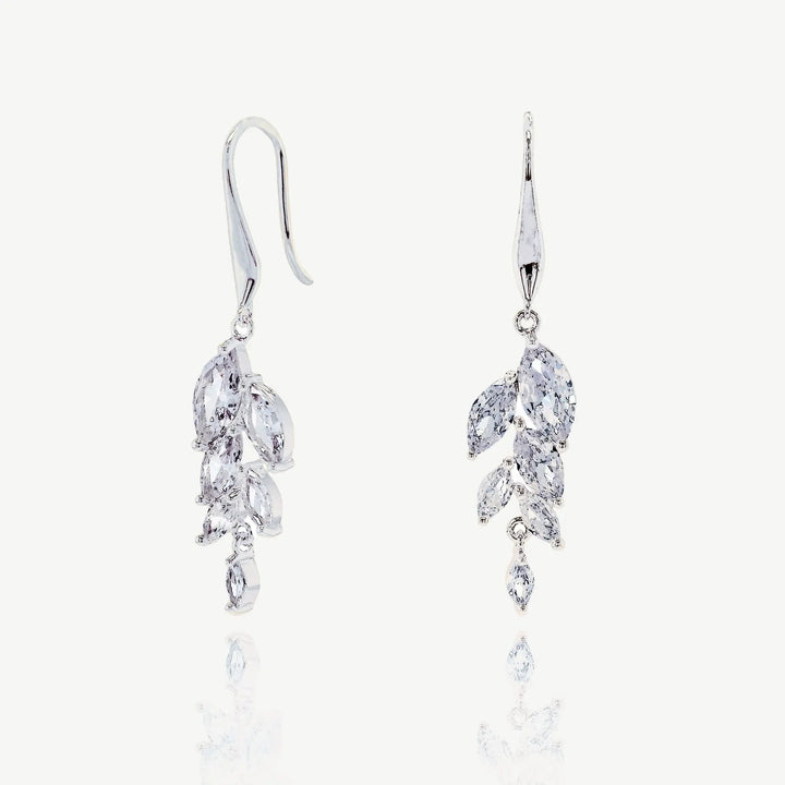 BOUCLES D’OREILLES MARIAGE KESWICK – CRISTAUX FEUILLAGE ZIRCONS AAA Ivory and co