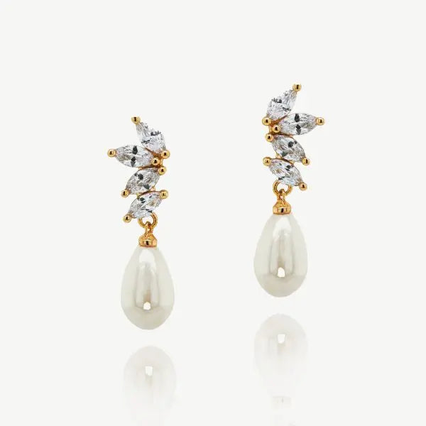 BOUCLES D'OREILLES MARIAGE LONGUES VIGNE ZIRCONS ET RODIUM - WILLOW (Copie) Ivory and co