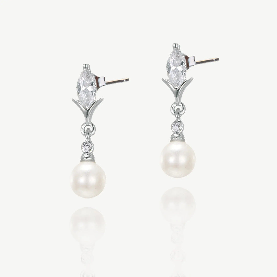 BOUCLES D’OREILLES MARIAGE MALMO – PENDANT PERLE & ZIRCON AAA Ivory and co