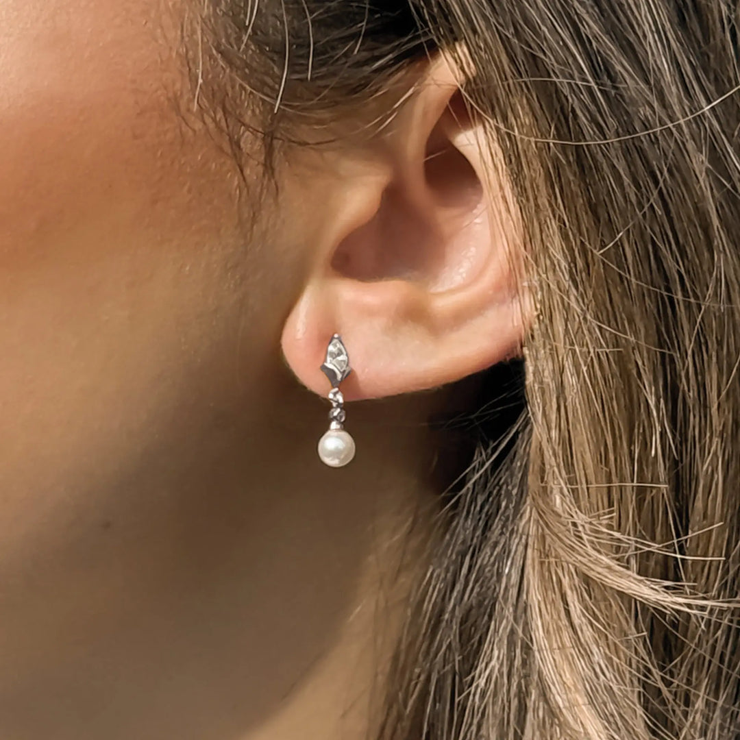 BOUCLES D’OREILLES MARIAGE MALMO – PENDANT PERLE & ZIRCON AAA Ivory and co