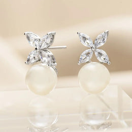Boucles d'oreilles de mariée JSC35ER – perle ivoire
