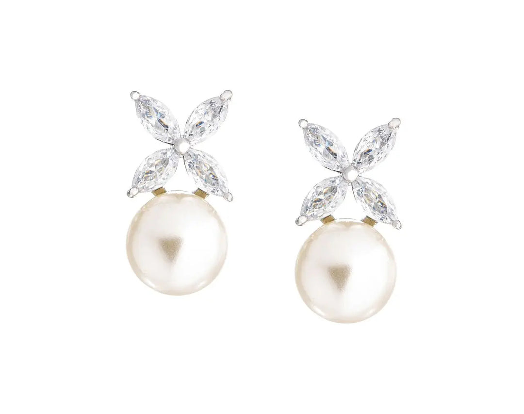 BOUCLES D'OREILLES MARIÉE PERLE IVOIRE ÉPURÉES RHODIUM – JSC35ER G.Westerleigh