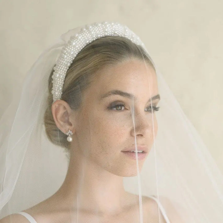 BOUCLES D'OREILLES MARIÉE PERLE IVOIRE & ZIRCONS RHODIUM – ER079S G.Westerleigh
