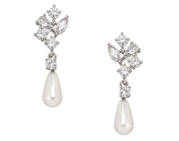 BOUCLES D’OREILLES MARIÉE PERLES IVOIRE ET CRISTAUX ZIRCONIUM – ER057S G.Westerleigh