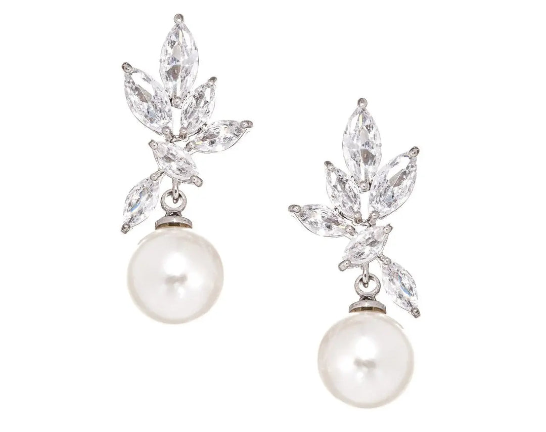 BOUCLES D’OREILLES MARIÉE PERLES IVOIRE ET CRISTAUX ZIRCONIUM – ER077S G.Westerleigh