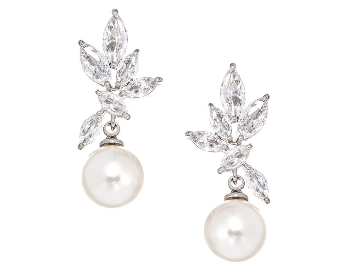 BOUCLES D’OREILLES MARIÉE PERLES IVOIRE ET CRISTAUX ZIRCONIUM – ER077S G.Westerleigh