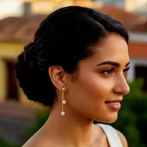 Clous d’oreilles strass à perles nacrées amovibles.: Argent L'atelier du 6