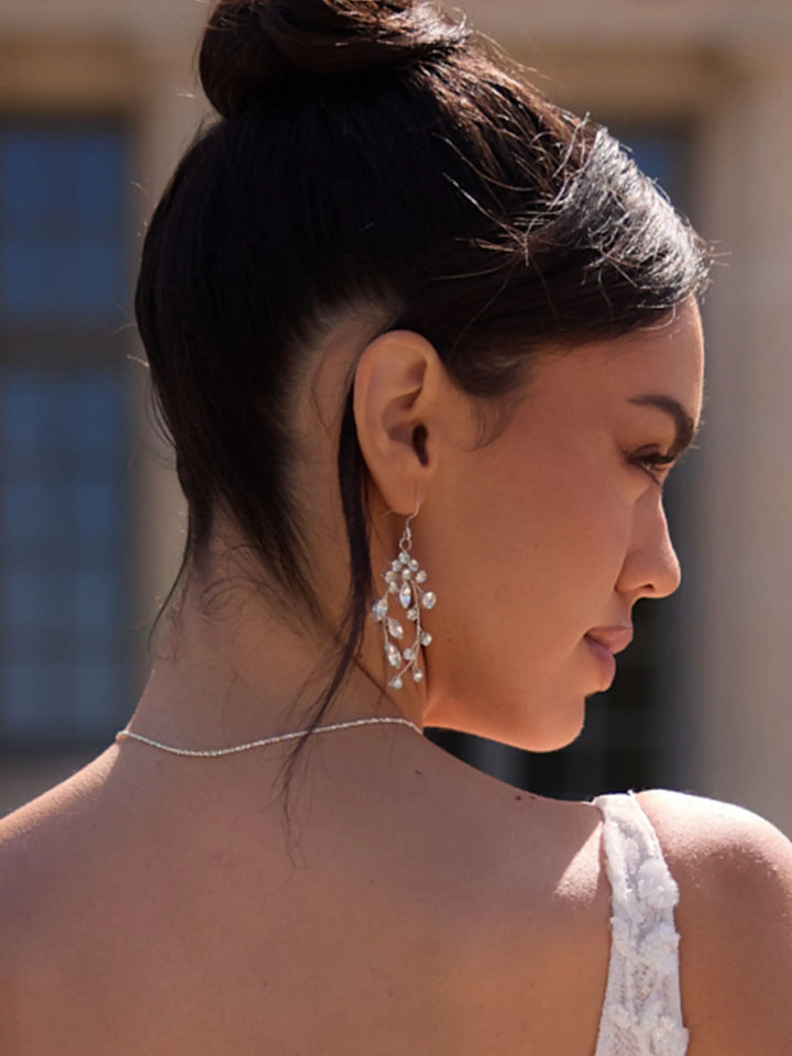 BOUCLES D'OREILLES MARIÉE ZIRCONS PENDANTES ARGENT – J060 BIANCO EVENTO