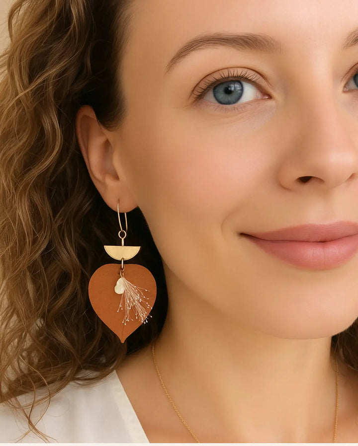 BOUCLES D'OREILLES NATURELLES MOKA Mas Accessoires