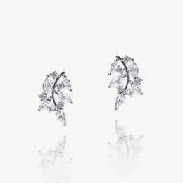 Boucles d'oreilles de mariée Cyprès – feuilles zircons