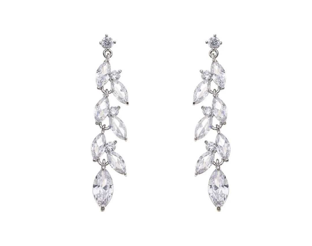 BOUCLES LONGUES MARIAGE CRISTAUX DE ZIRCONIUM – BIJOUX PLAQUÉ RHODIUM– EG9962 G.Westerleigh