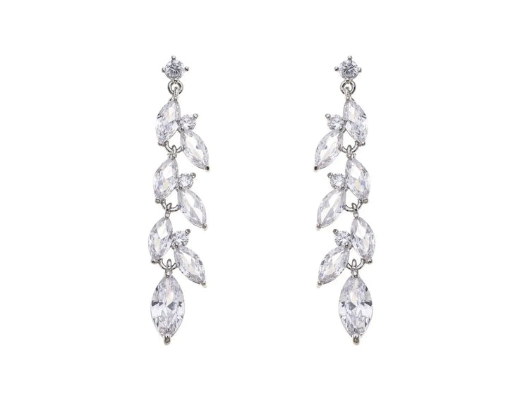 BOUCLES LONGUES MARIAGE CRISTAUX DE ZIRCONIUM – BIJOUX PLAQUÉ RHODIUM– EG9962 G.Westerleigh