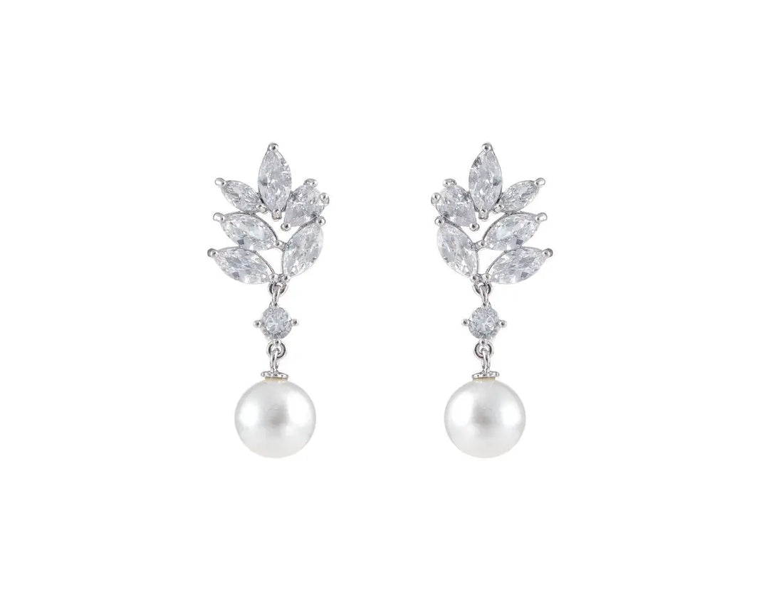 BOUCLES OREILLES MARIEE PERLES CRISTAUX RHODIUM — ER4153 G.Westerleigh