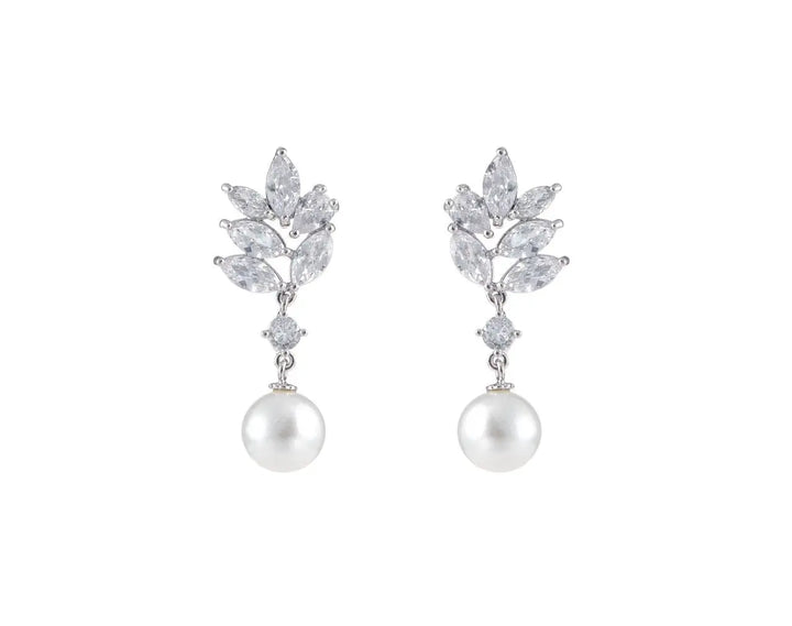 BOUCLES OREILLES MARIEE PERLES CRISTAUX RHODIUM — ER4153 G.Westerleigh