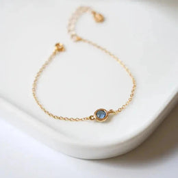 Bracelet de mariée Claire – pierre bleue, doré