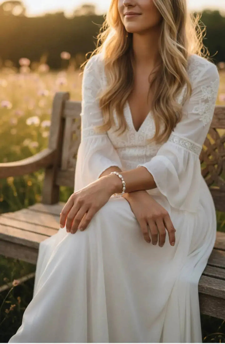 Bracelet mariage en perles de culture irrégulières. L'atelier du 6