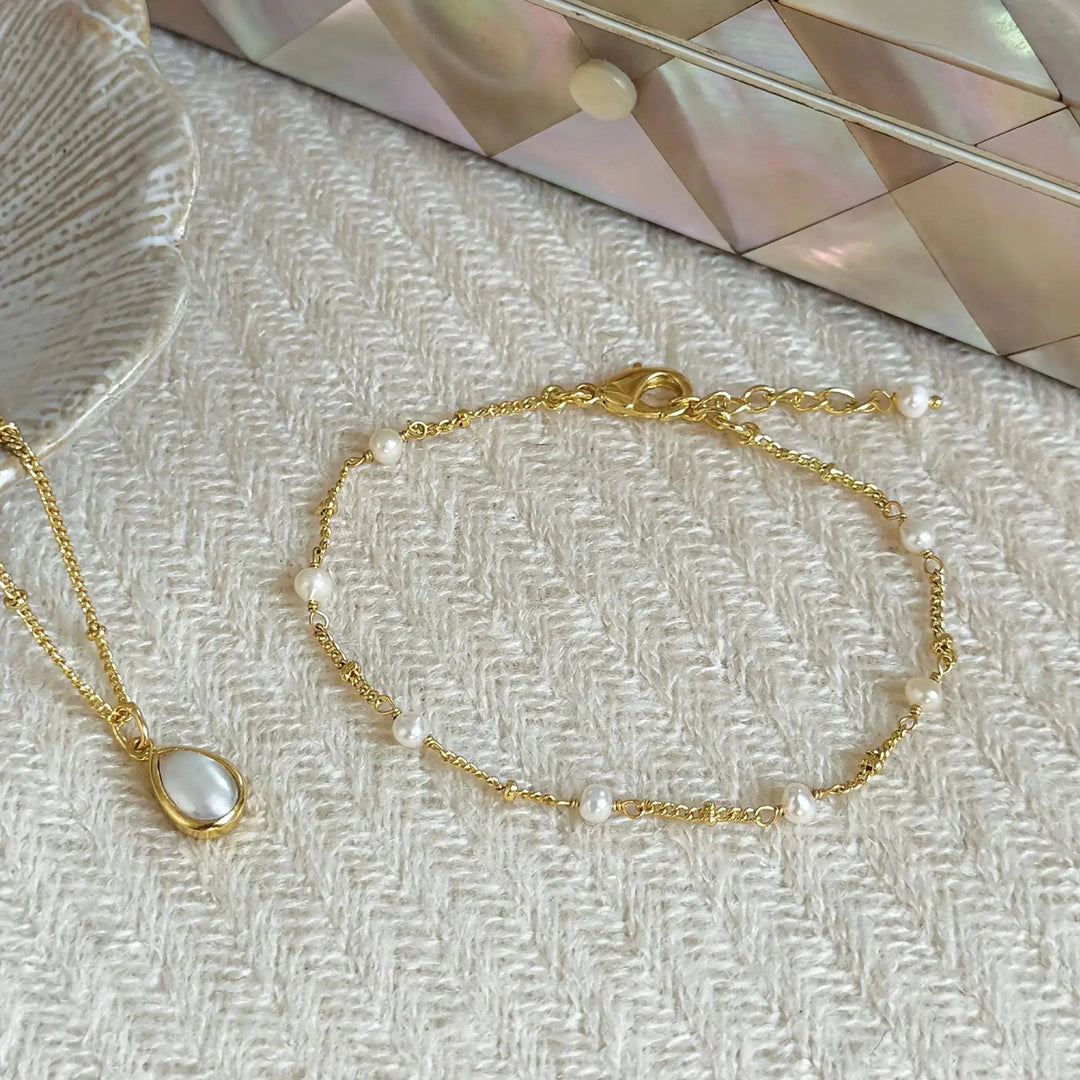 BRACELET MONACO EN OR OU ARGENT ET PERLES Ivory and co