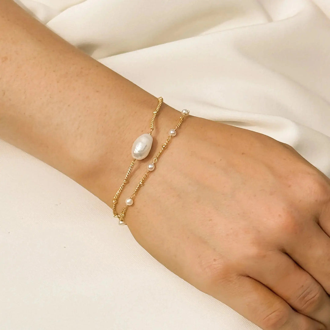 BRACELET MONACO EN OR OU ARGENT ET PERLES Ivory and co