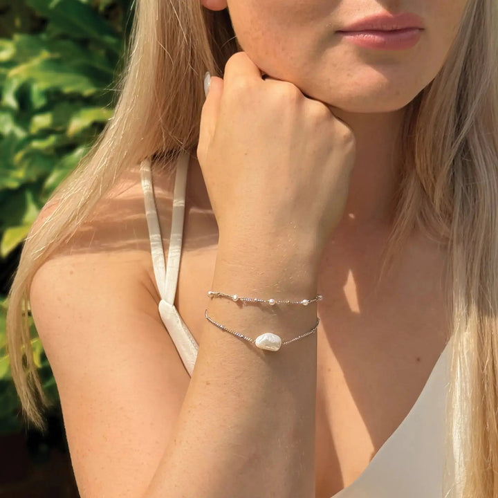 BRACELET MONACO EN OR OU ARGENT ET PERLES Ivory and co