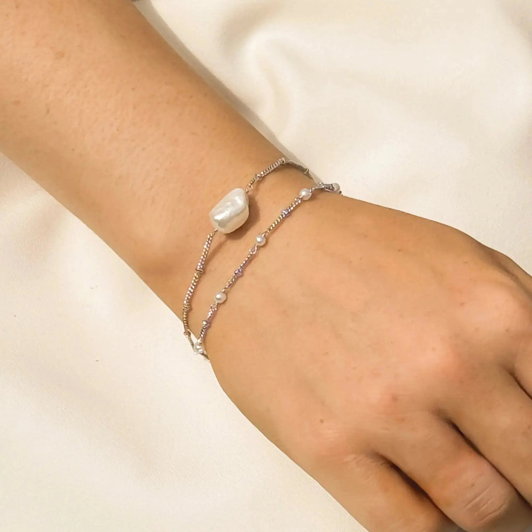 BRACELET MONACO EN OR OU ARGENT ET PERLES Ivory and co