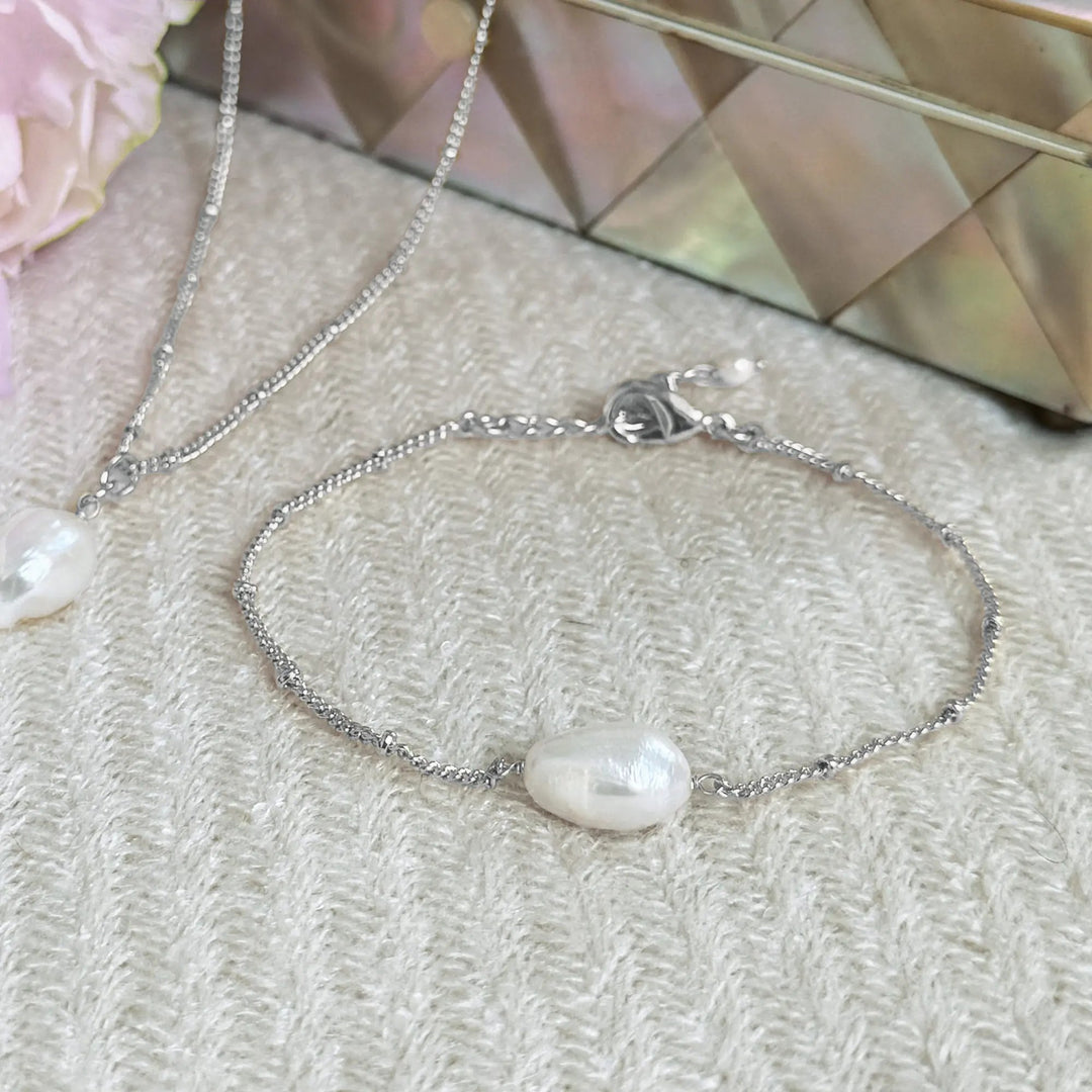 BRACELET SAINTE-LUCIE – PERLE BAROQUE OR OU ARGENT Ivory and co