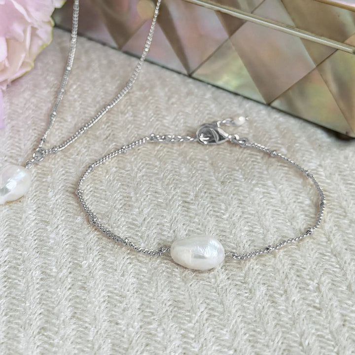 BRACELET SAINTE-LUCIE – PERLE BAROQUE OR OU ARGENT Ivory and co