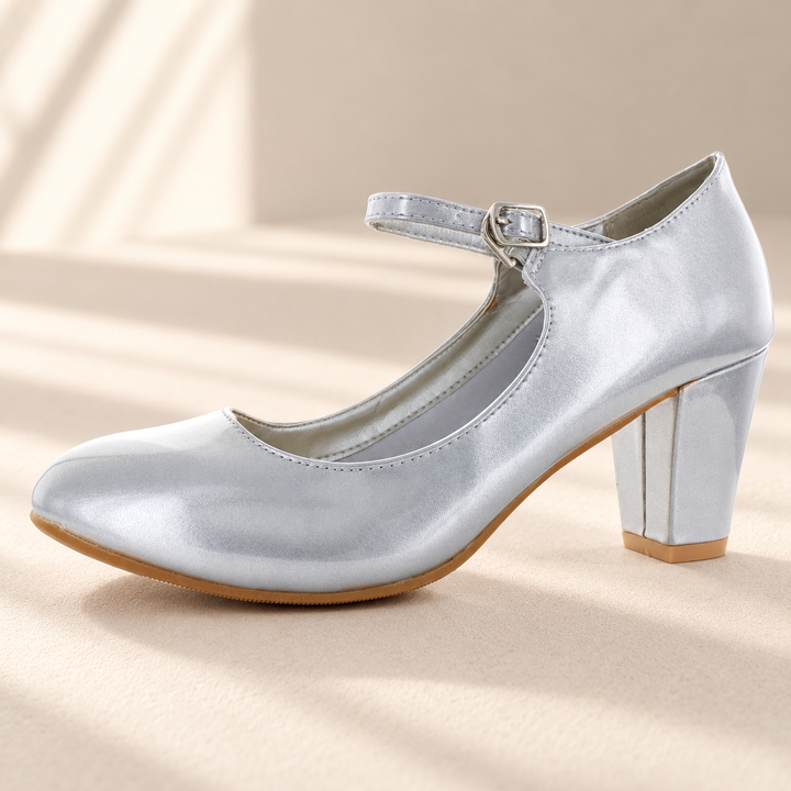 Mary Jane 821 argent — trois-quarts — studio crème Mas Accessoires