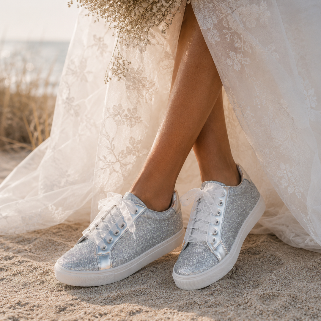 Baskets de mariée Bandol 933 – paillettes argent WHITE LADY