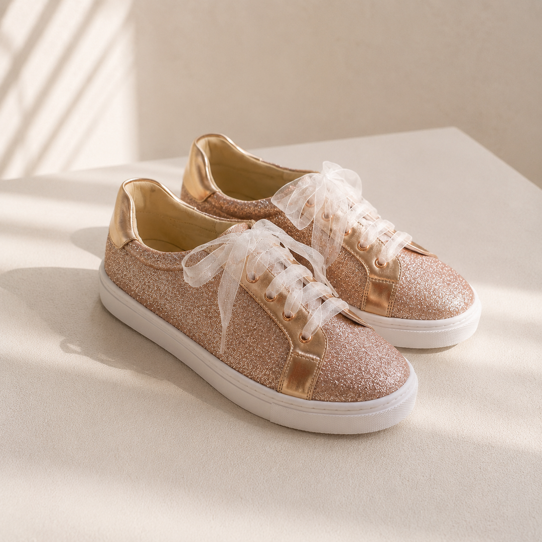 Baskets de mariée Bandol 933 – paillettes roses WHITE LADY