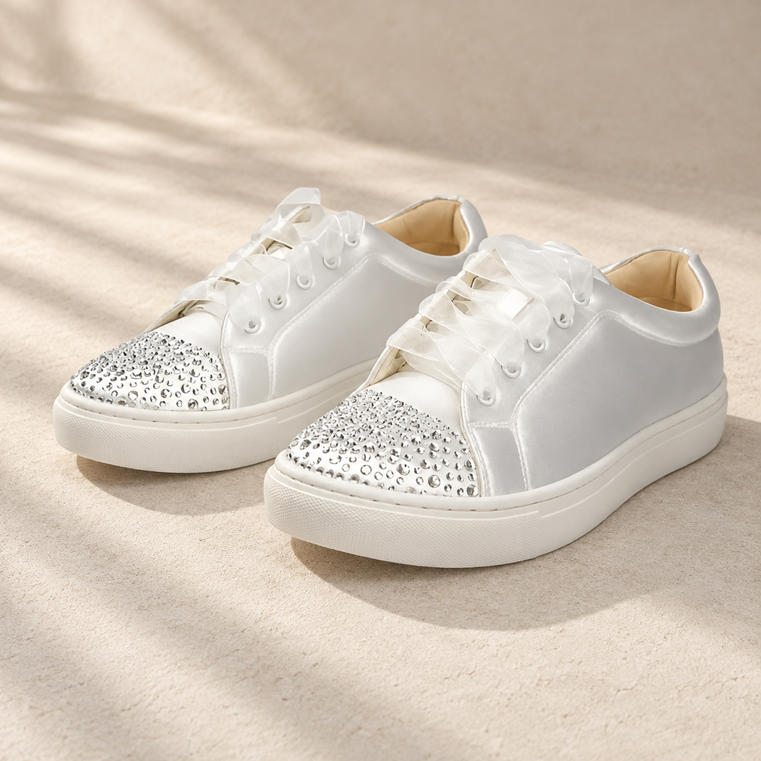 Baskets de mariée – satin ivoire teintable et strass – 941 — studio en studio beige