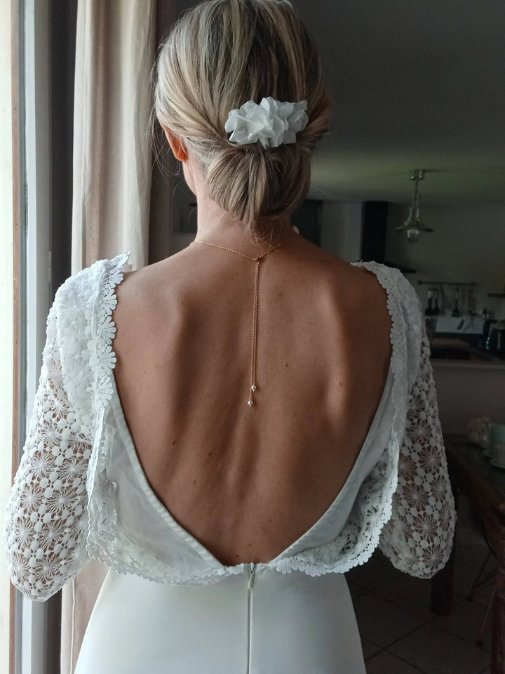 Bijou De Dos Nu Pour Robe À Dos Ouvert, Bijou De Dos: Doré Rose/ Blanc L'atelier du 6