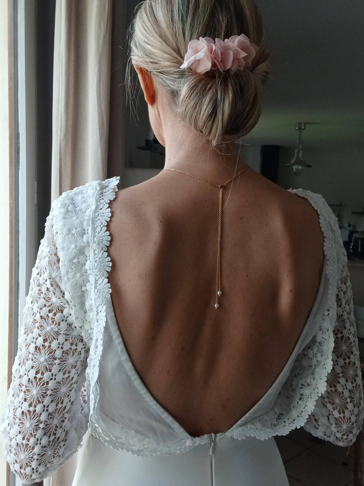 Bijou De Dos Nu Pour Robe À Dos Ouvert, Bijou De Dos: Doré Rose/ Blanc L'atelier du 6