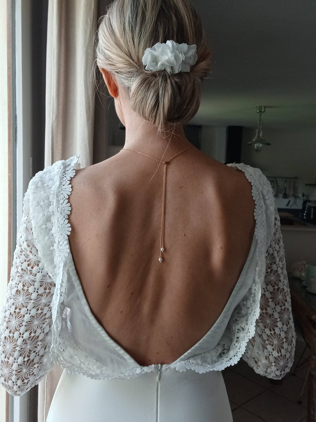 Bijou De Dos Nu Pour Robe À Dos Ouvert, Bijou De Dos: Doré Rose/ Blanc L'atelier du 6