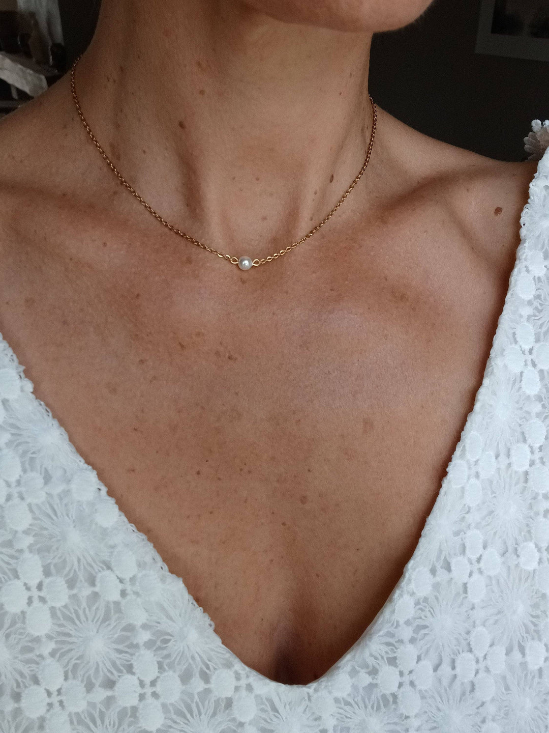 Bijou De Dos Nu Pour Robe À Dos Ouvert, Bijou De Dos: Doré Rose/ Blanc L'atelier du 6