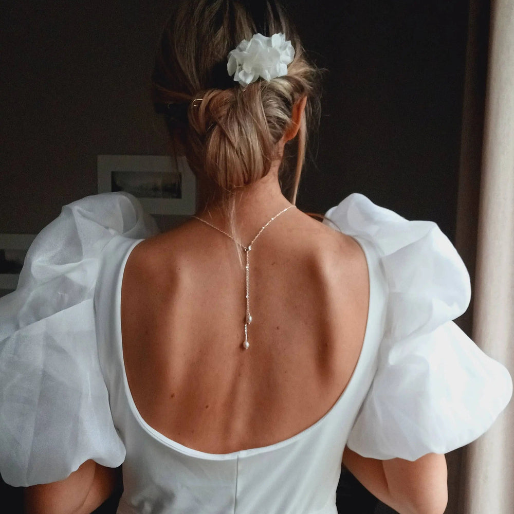 Bijou Dos Nu Mariée Argenté Avec Perles De Culture, Collier: Doré L'atelier du 6